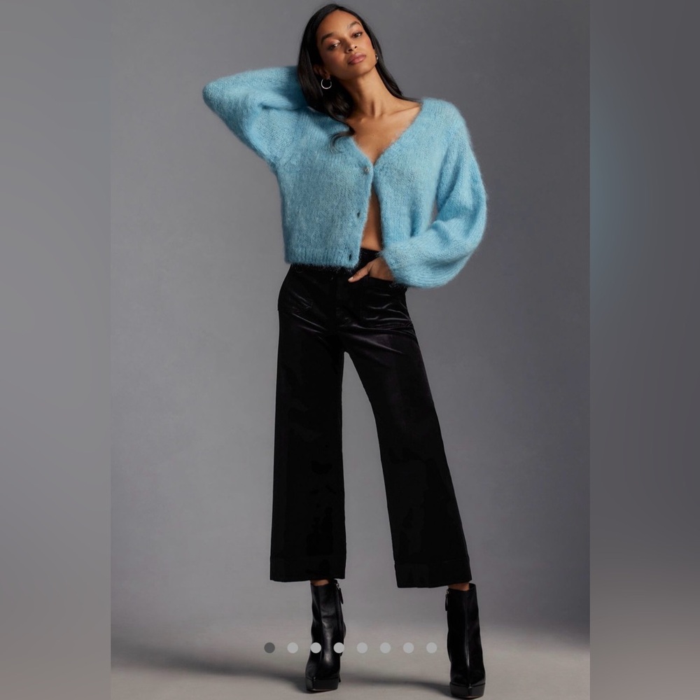 MAEVE THE COLETTE VELVET CROP WIDE-LEG PANTS